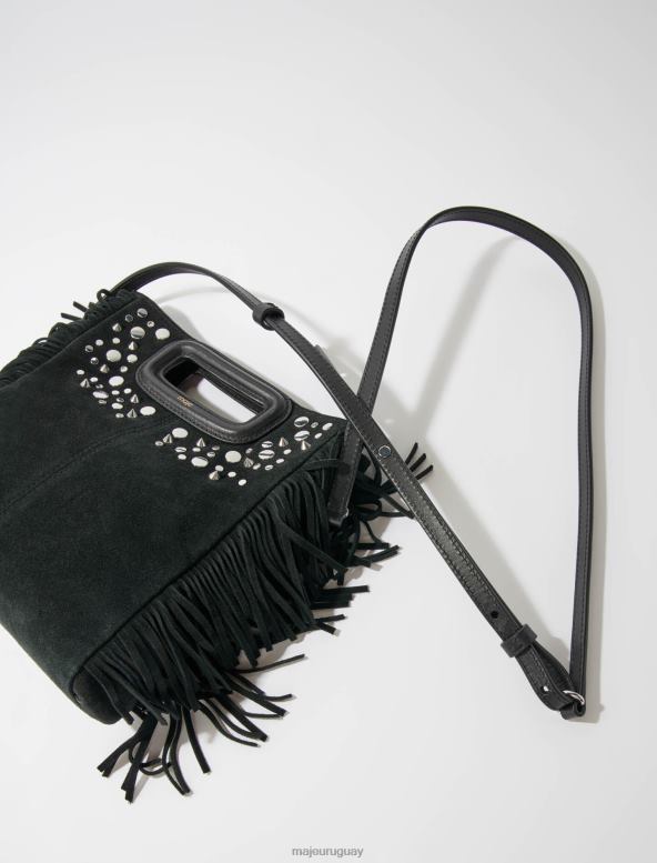 Maje bolso m de piel con flecos accesorio negro mujer 2J08B455