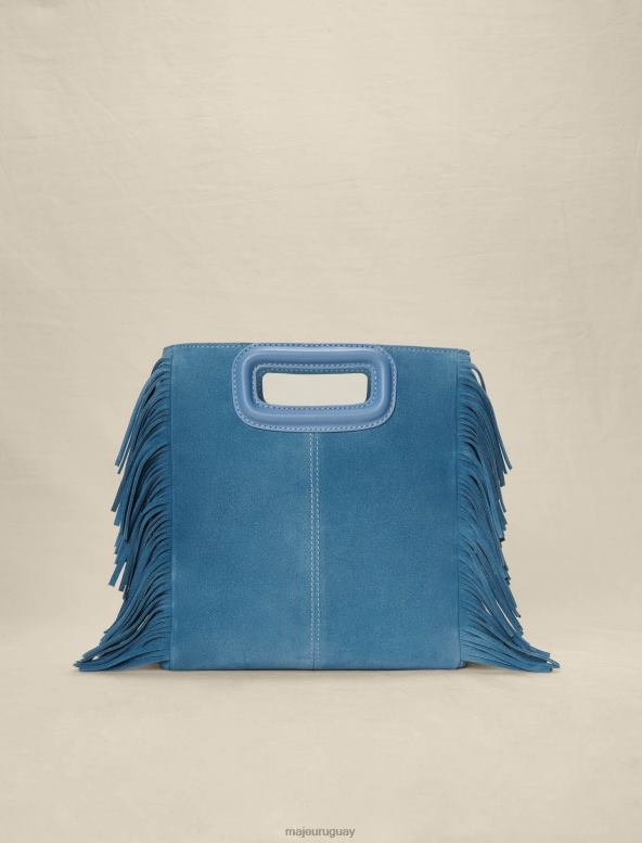 Maje bolso m de piel con tachuelas y flecos accesorio azul mujer 2J08B470