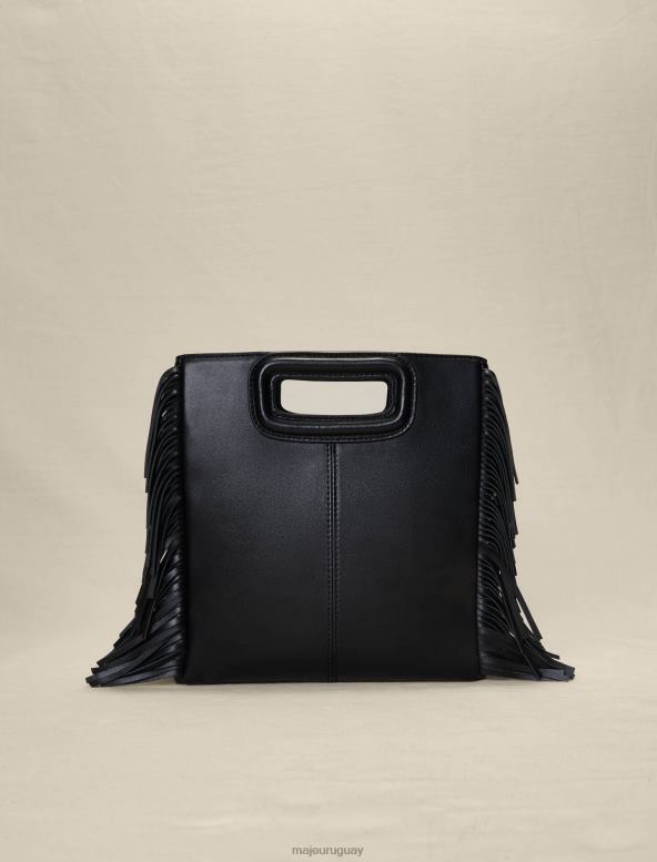 Maje bolso m de piel con tachuelas y flecos accesorio negro mujer 2J08B474