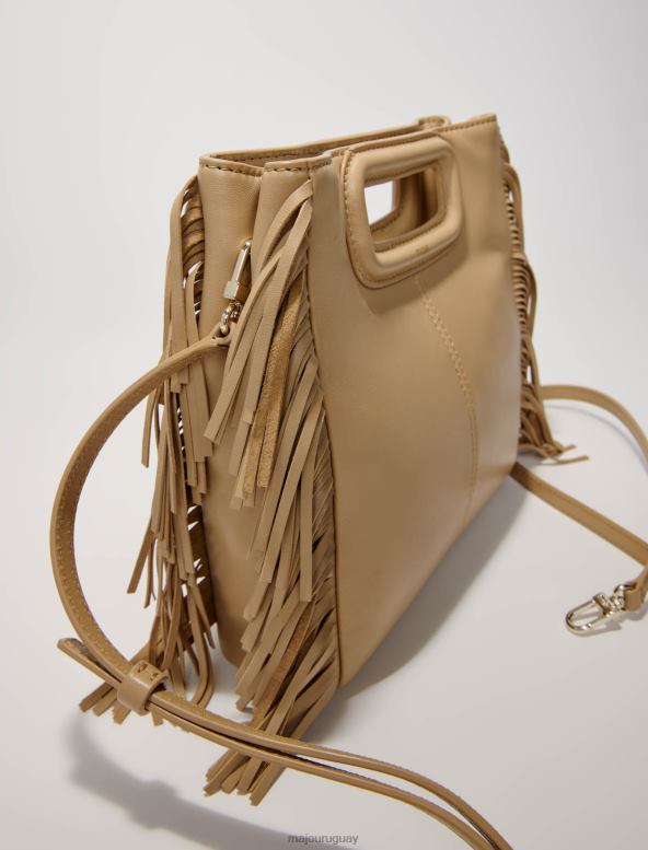 Maje bolso m de piel lisa con flecos accesorio beige mujer 2J08B453
