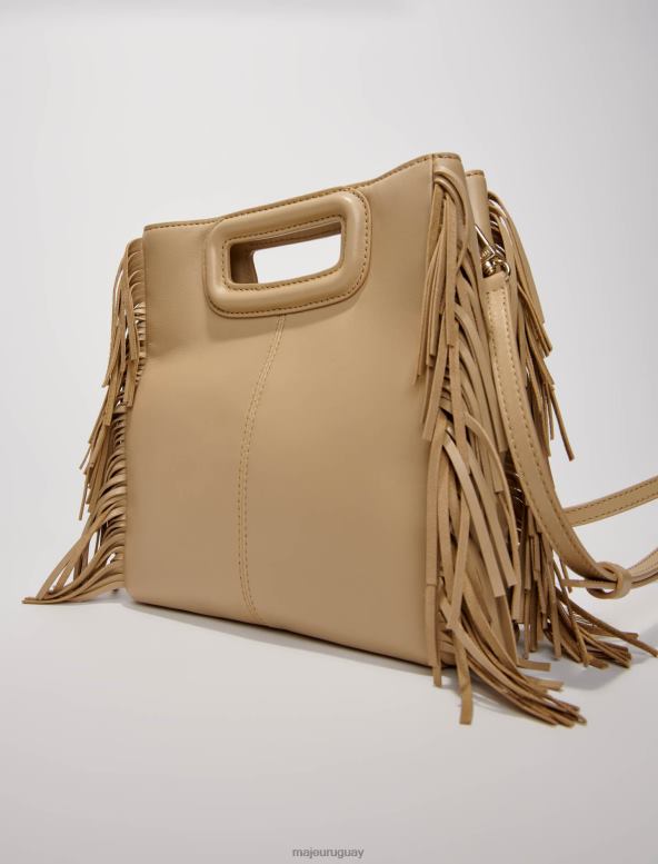 Maje bolso m de piel lisa con flecos accesorio beige mujer 2J08B453