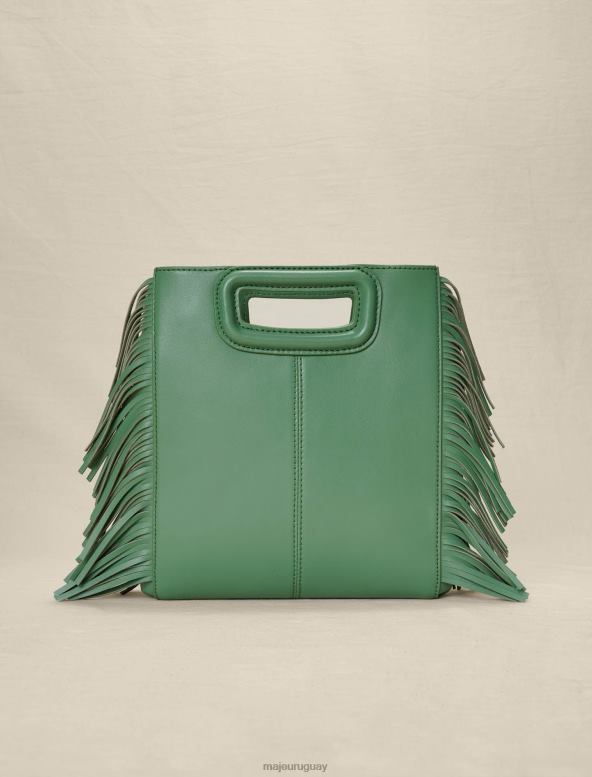Maje bolso m de piel perforada y con flecos accesorio verde mujer 2J08B464
