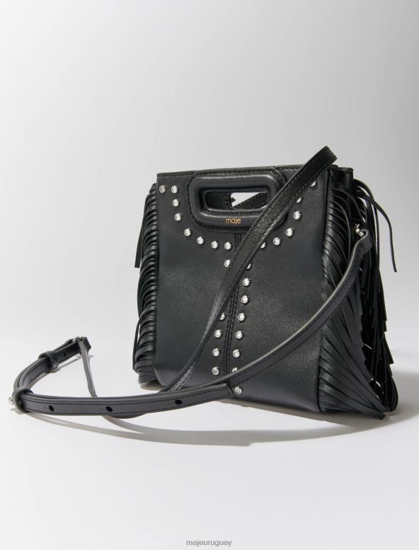 Maje bolso m mini de piel con flecos accesorio negro mujer 2J08B458