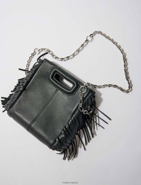 Maje bolso m mini de piel con flecos accesorio negro mujer 2J08B458