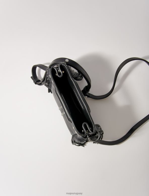Maje bolso m mini de piel con flecos accesorio negro mujer 2J08B458