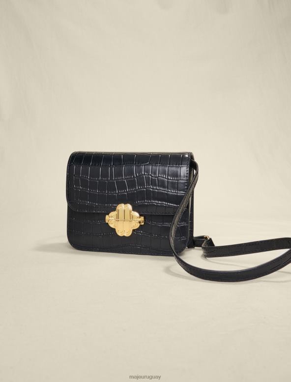 Maje bolso trébol de piel con efecto de cocodrilo accesorio negro mujer 2J08B478