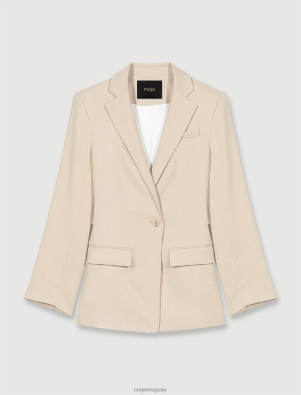 Maje blazer de mezcla de lino ropa beige mujer 2J08B72