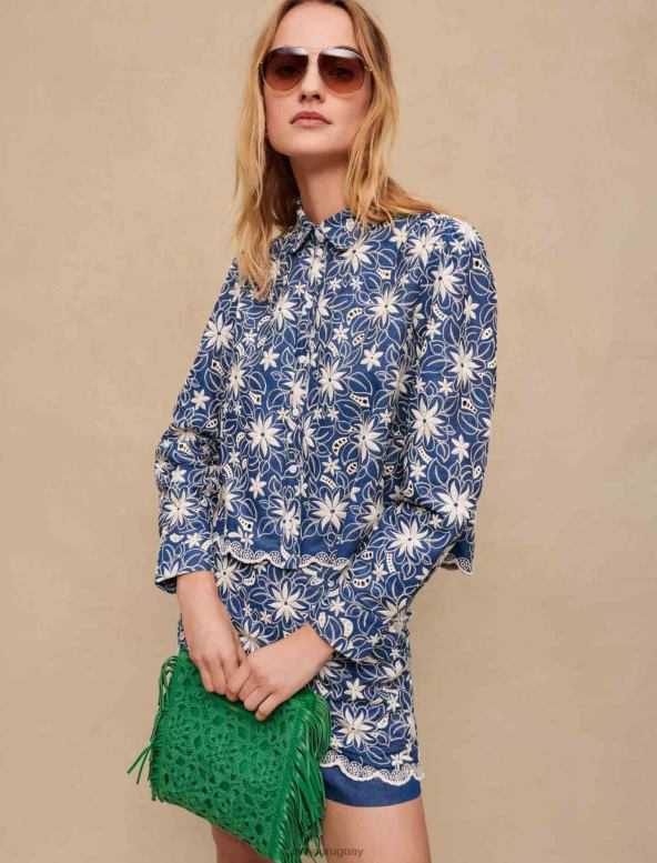 Maje chaqueta corta bordada ropa azul mujer 2J08B310
