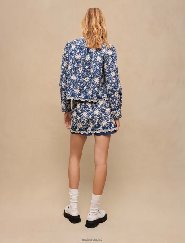Maje chaqueta corta bordada ropa azul mujer 2J08B310