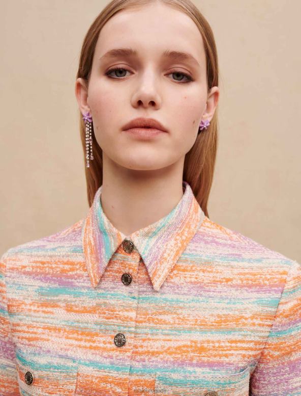 Maje chaqueta corta de tweed brillante ropa naranja mujer 2J08B210