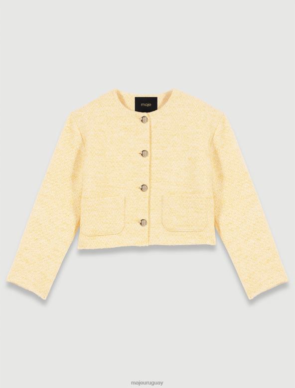 Maje chaqueta corta de tweed ropa de color amarillo pálido mujer 2J08B40