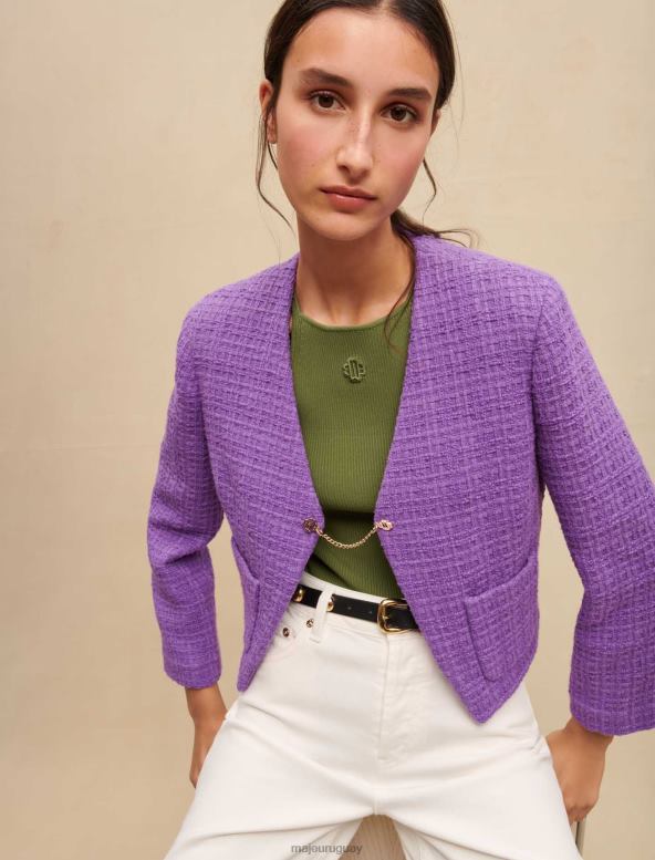 Maje chaqueta corta de tweed ropa púrpura mujer 2J08B296