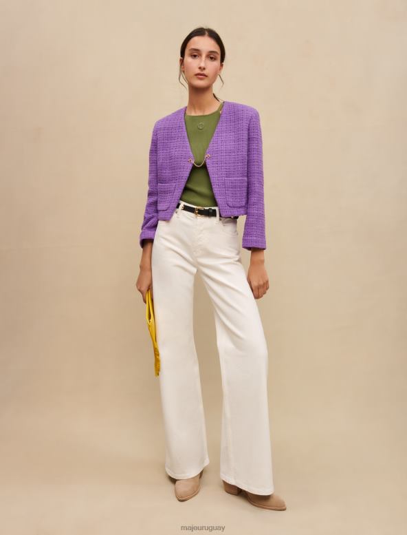 Maje chaqueta corta de tweed ropa púrpura mujer 2J08B296