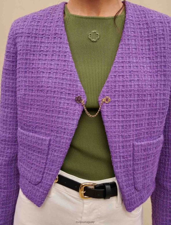 Maje chaqueta corta de tweed ropa púrpura mujer 2J08B296