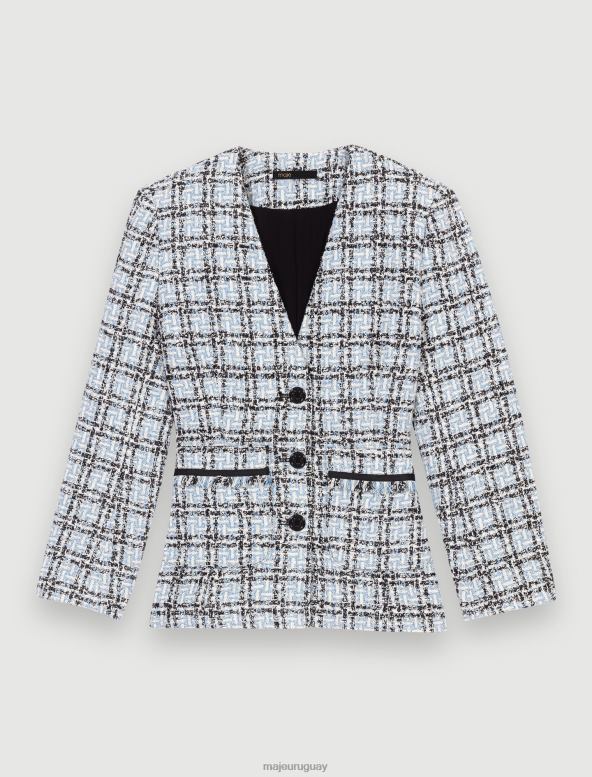 Maje chaqueta de sastre con efecto de tweed ropa azul mujer 2J08B405