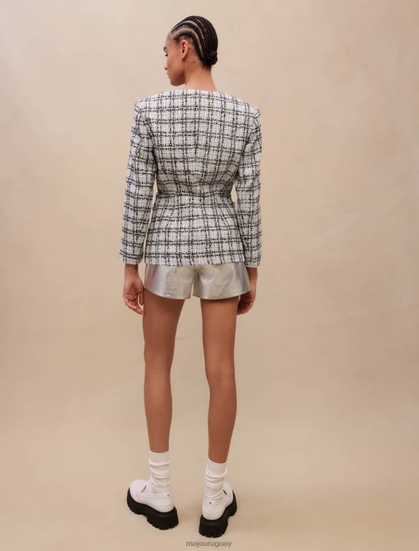 Maje chaqueta de sastre con efecto de tweed ropa azul mujer 2J08B405