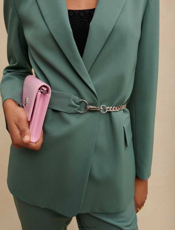 Maje chaqueta entallada con cinturón de cadena ropa verde mujer 2J08B139
