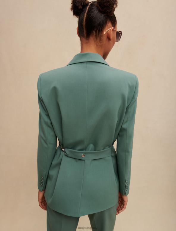 Maje chaqueta entallada con cinturón de cadena ropa verde mujer 2J08B139