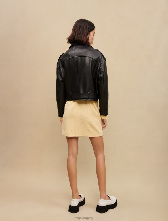 Maje chaqueta estilo motociclista de cuero ropa negro mujer 2J08B366
