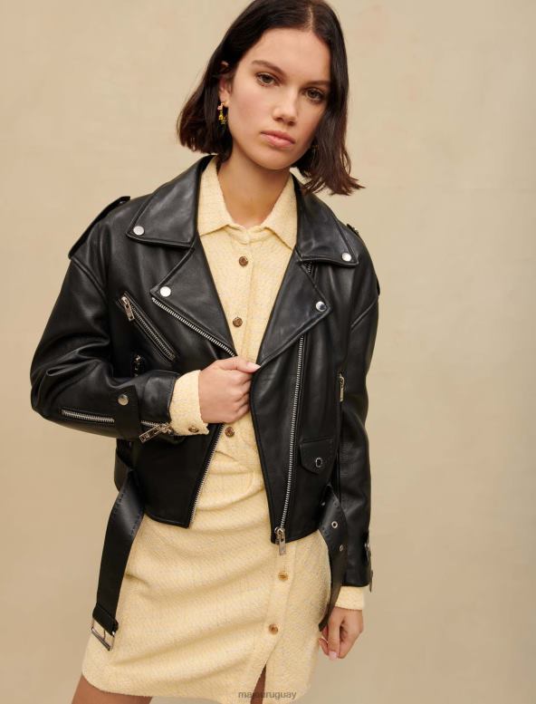 Maje chaqueta estilo motociclista de cuero ropa negro mujer 2J08B366
