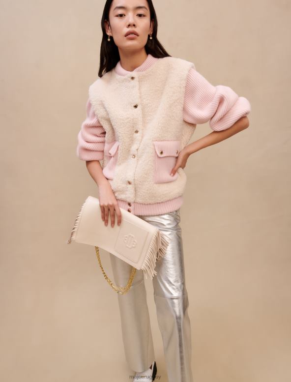 Maje chaqueta rosa mezcla de materiales ropa rosa/crudo mujer 2J08B420