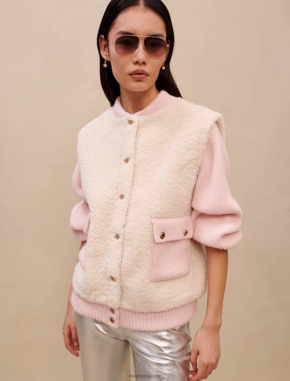 Maje chaqueta rosa mezcla de materiales ropa rosa/crudo mujer 2J08B420