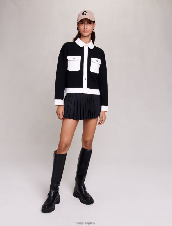 Maje chaqueta tipo cárdigan de punto ropa negro/crudo mujer 2J08B429