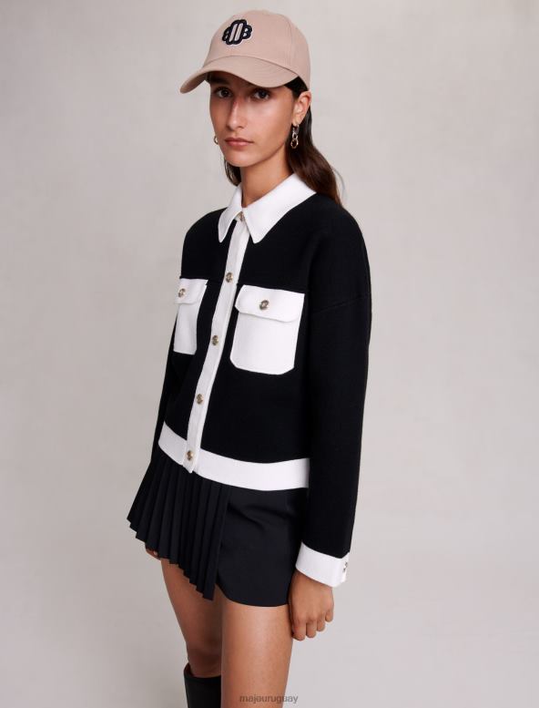 Maje chaqueta tipo cárdigan de punto ropa negro/crudo mujer 2J08B429