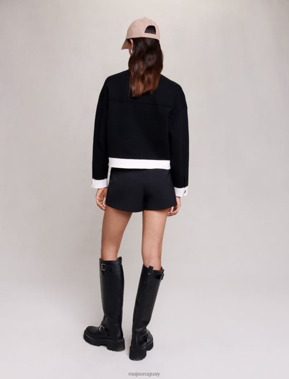 Maje chaqueta tipo cárdigan de punto ropa negro/crudo mujer 2J08B429