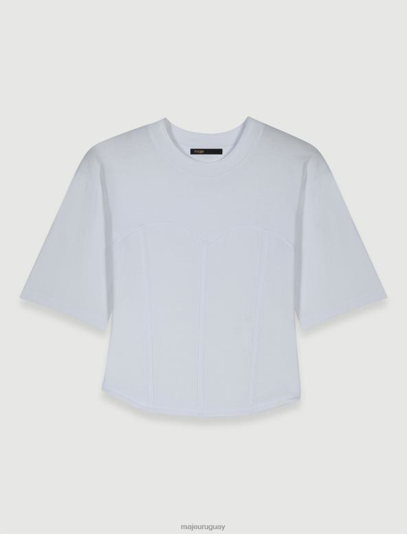 Maje camiseta con efecto corsé ropa blanco mujer 2J08B11