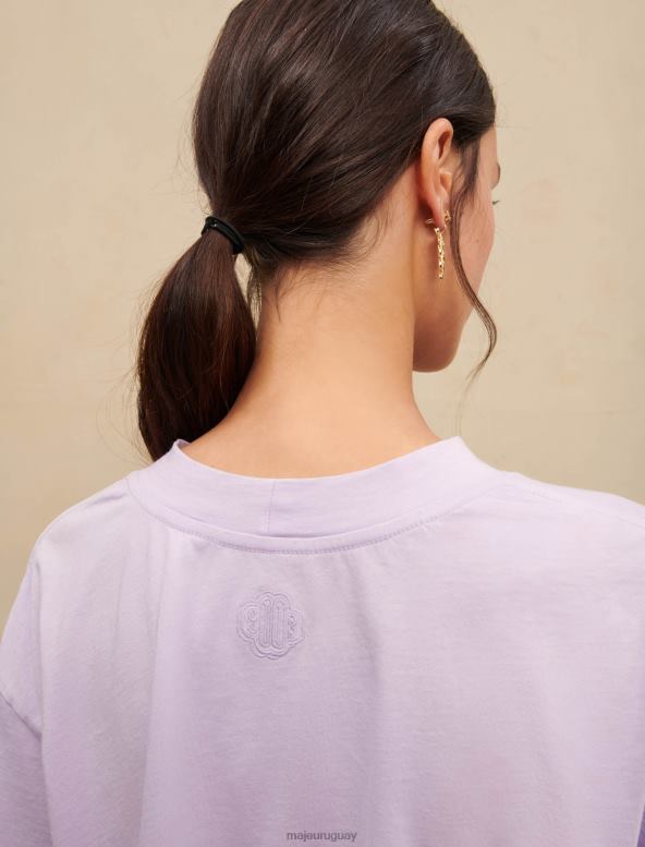 Maje camiseta corta con estampado de palmeras ropa violeta de parma mujer 2J08B272