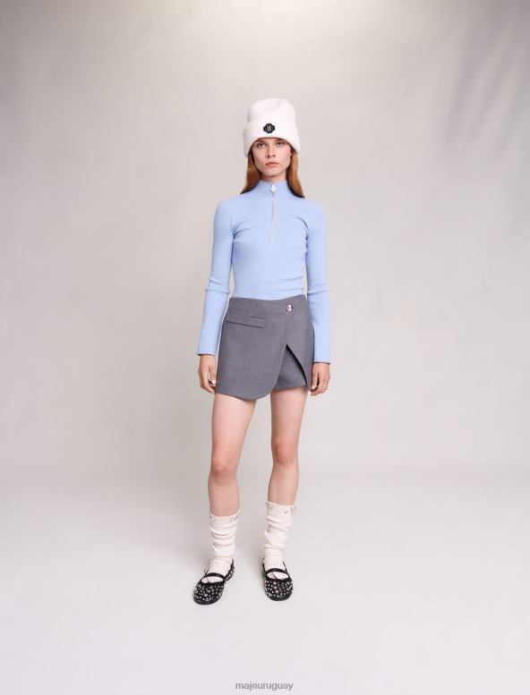 Maje falda corta cruzada ropa gris mujer 2J08B431