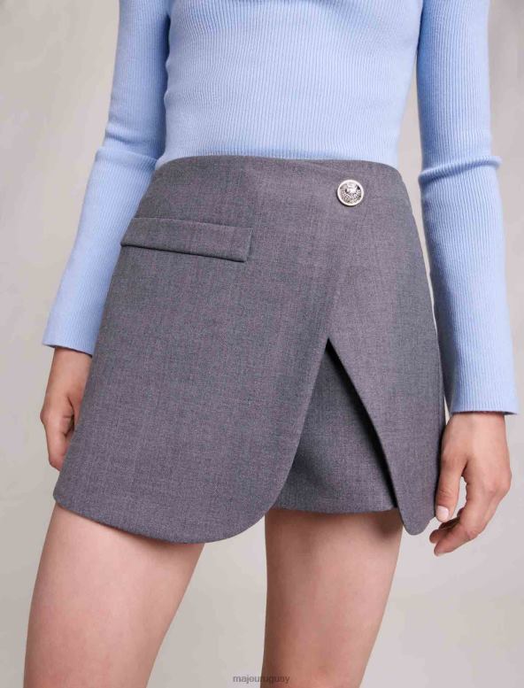 Maje falda corta cruzada ropa gris mujer 2J08B431
