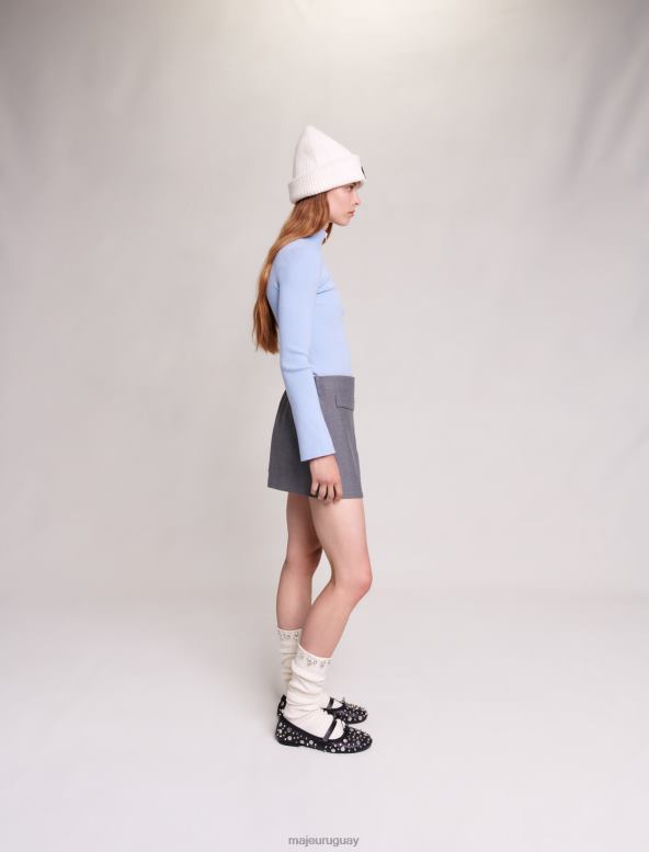 Maje falda corta cruzada ropa gris mujer 2J08B431