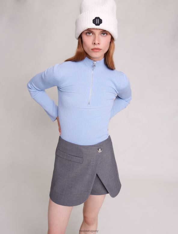 Maje falda corta cruzada ropa gris mujer 2J08B431