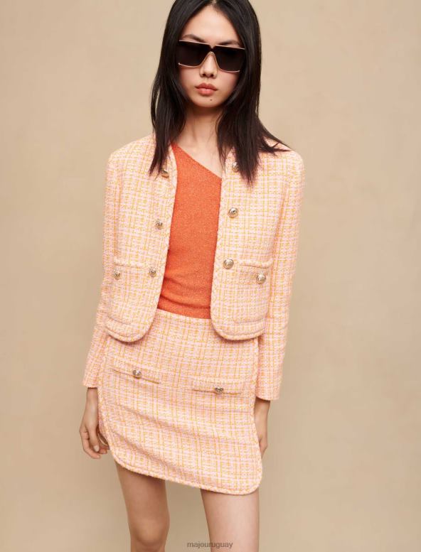 Maje falda corta de tweed ropa naranja mujer 2J08B237