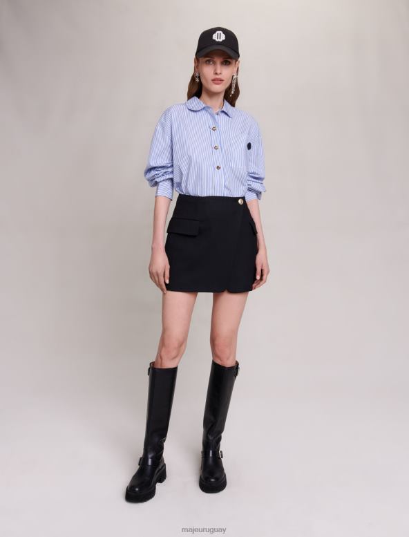 Maje falda cruzada asimétrica ropa negro mujer 2J08B29
