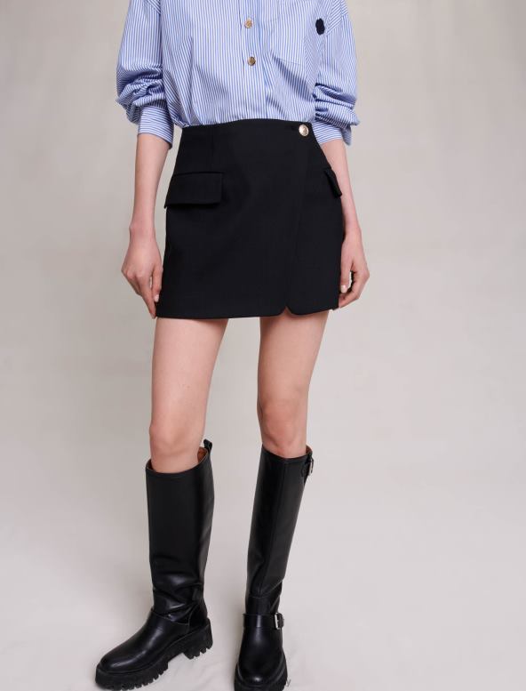 Maje falda cruzada asimétrica ropa negro mujer 2J08B29