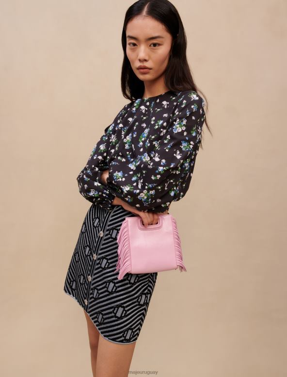 Maje falda de jacquard estampada ropa azul negro mujer 2J08B392