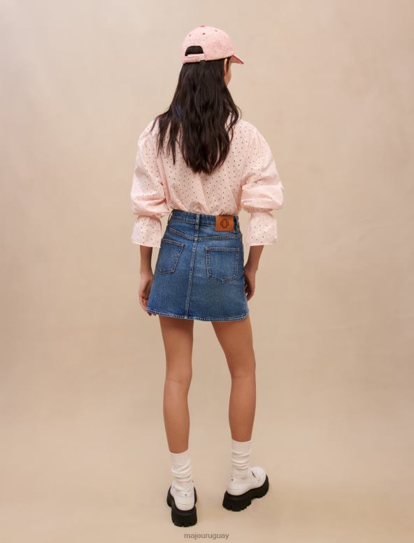 Maje falda de mezclilla con cintura cruzada ropa azul claro mujer 2J08B415
