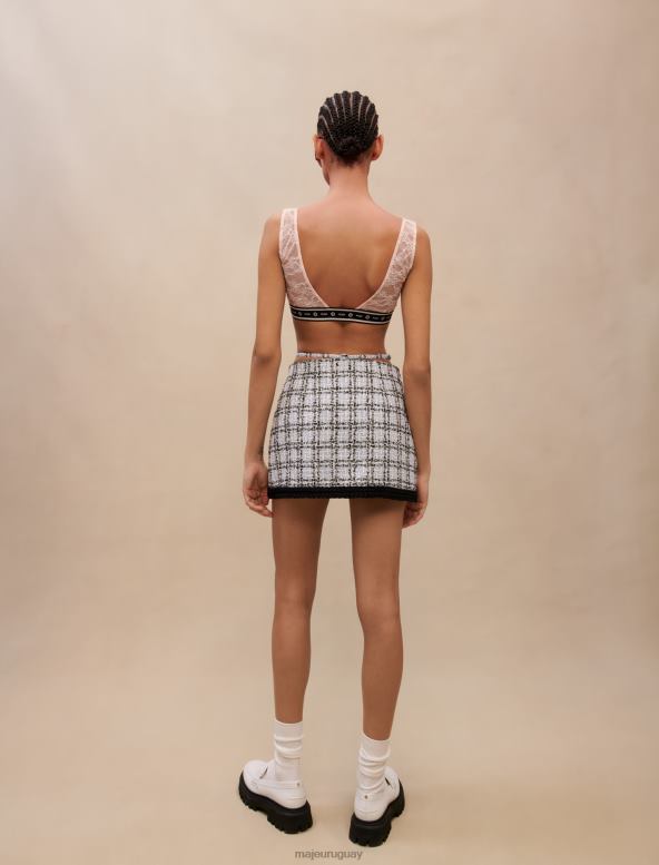 Maje falda de tweed a cuadros ropa azul mujer 2J08B390
