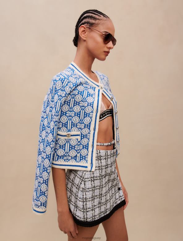 Maje falda de tweed a cuadros ropa azul mujer 2J08B390