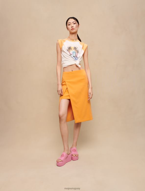Maje falda estilo cruzado ropa naranja mujer 2J08B238
