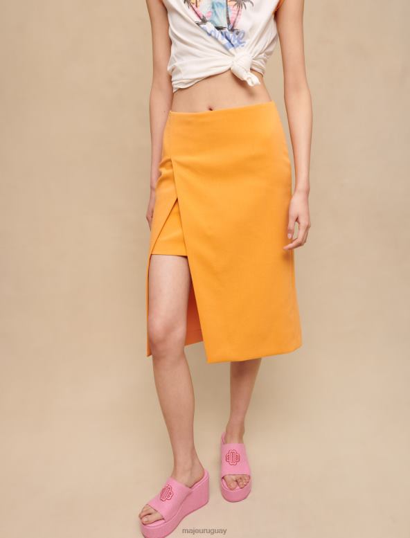 Maje falda estilo cruzado ropa naranja mujer 2J08B238