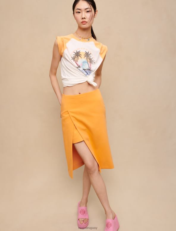 Maje falda estilo cruzado ropa naranja mujer 2J08B238