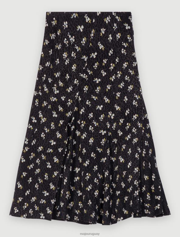 Maje falda larga con estampado floral ropa azul mujer 2J08B345