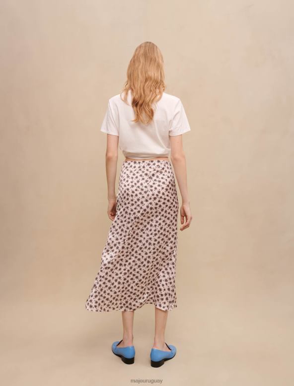 Maje falda midi con abertura ropa mini palmera rosa mujer 2J08B205