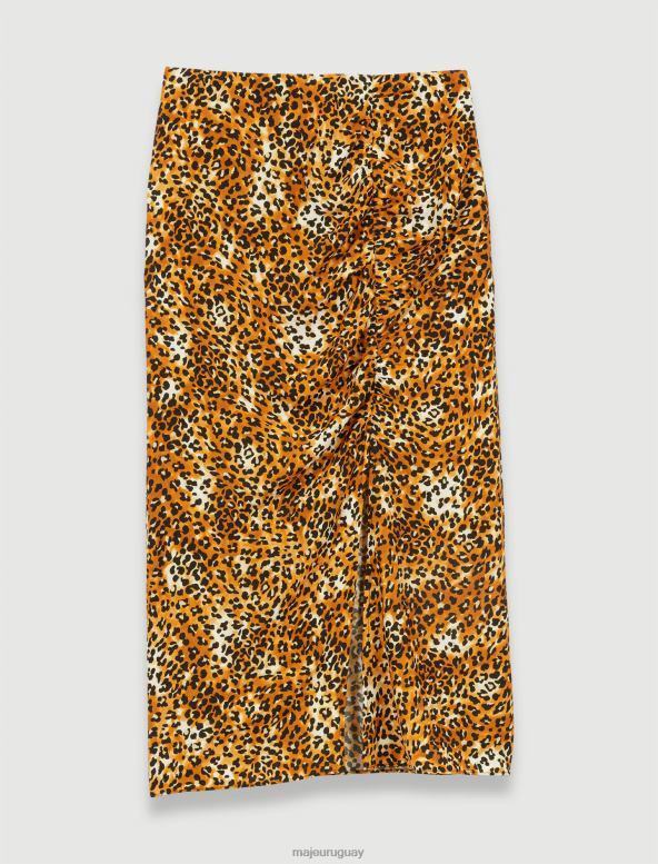 Maje falda midi con estampado de leopardo ropa leopardo beige mujer 2J08B242