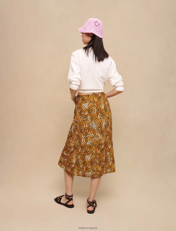 Maje falda midi con estampado de leopardo ropa leopardo beige mujer 2J08B242