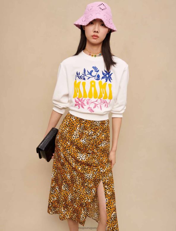 Maje falda midi con estampado de leopardo ropa leopardo beige mujer 2J08B242